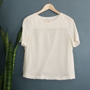 Madewell Cream Cotton and Silk T Shirt Blouse